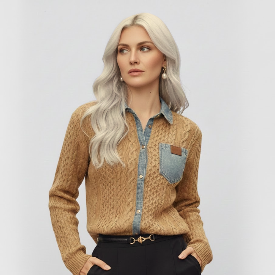 Simone™ | Denim Patchwork Shirt