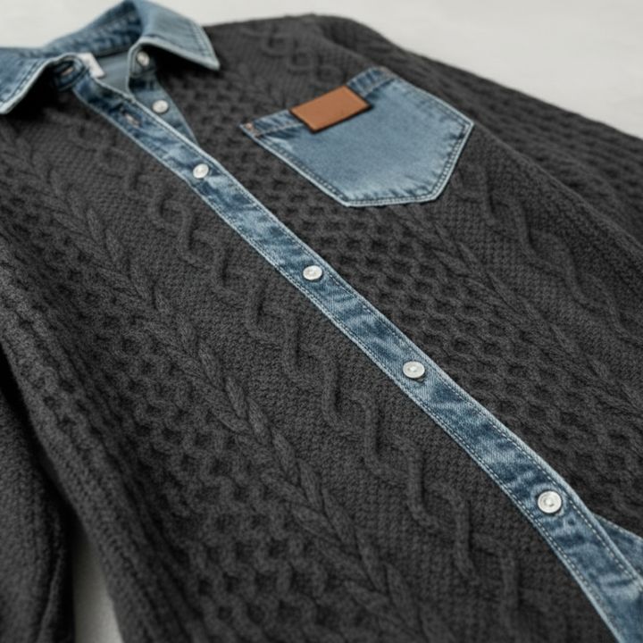 Simone™ | Denim Patchwork Shirt