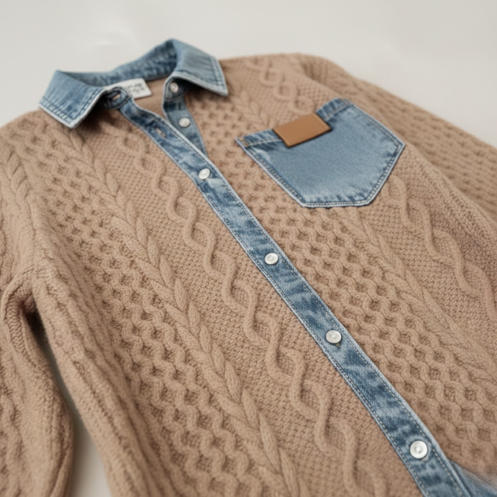 Simone™ | Denim Patchwork Shirt