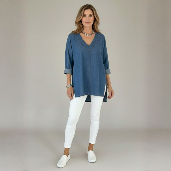 Women's Casual Washed Denim Cotton Top
