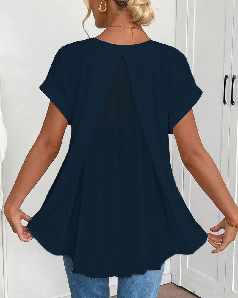 ESTRID - STYLISH SHORT SLEEVE PATCHWORK T-SHIRT