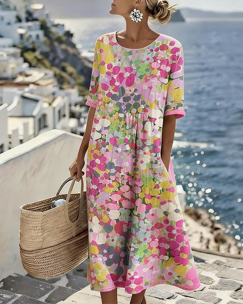 Elena | Loose, lightweight floral midi dress