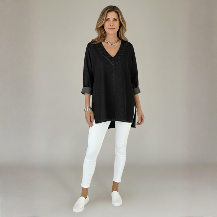 Women's Casual Washed Denim Cotton Top