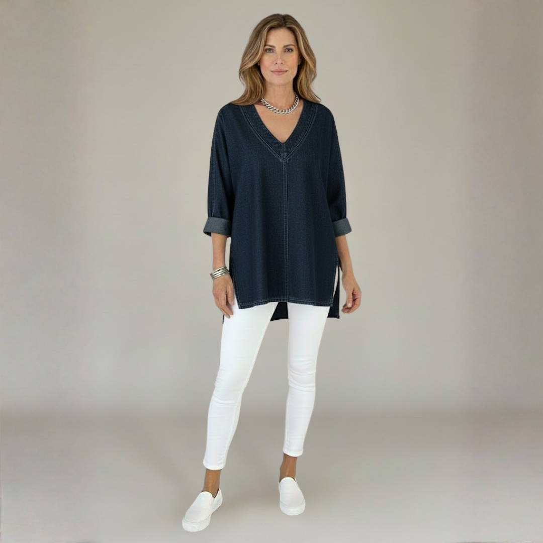 Women's Casual Washed Denim Cotton Top