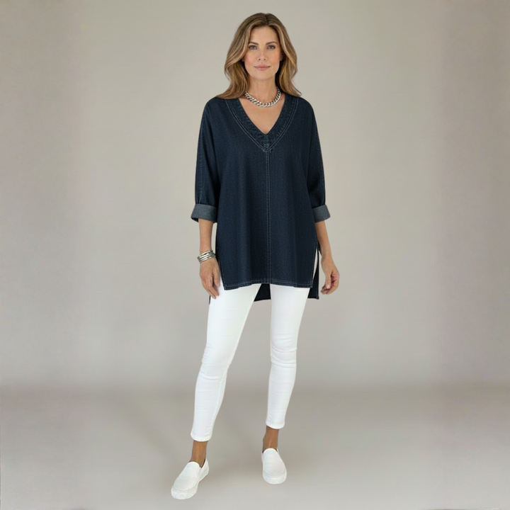 Women's Casual Washed Denim Cotton Top