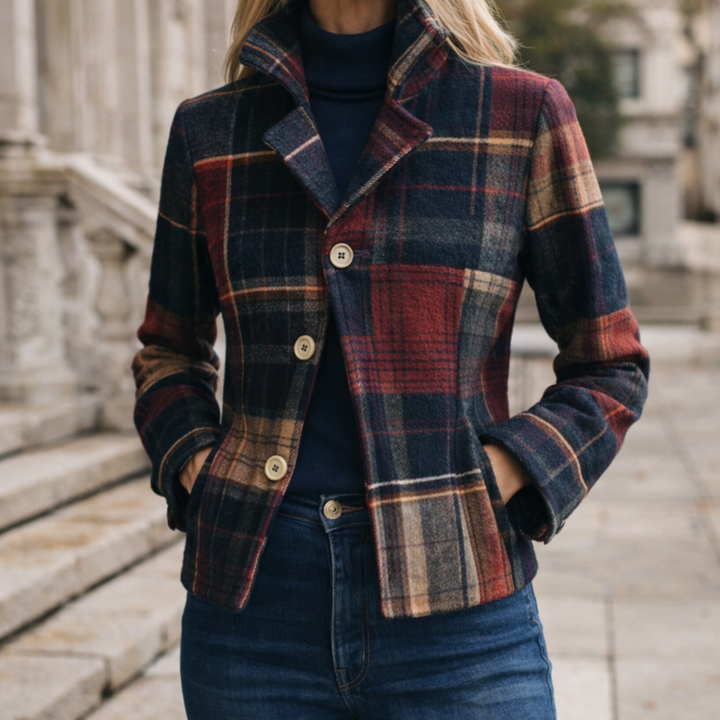 NATALIE – Plaid Mid-Season Coat