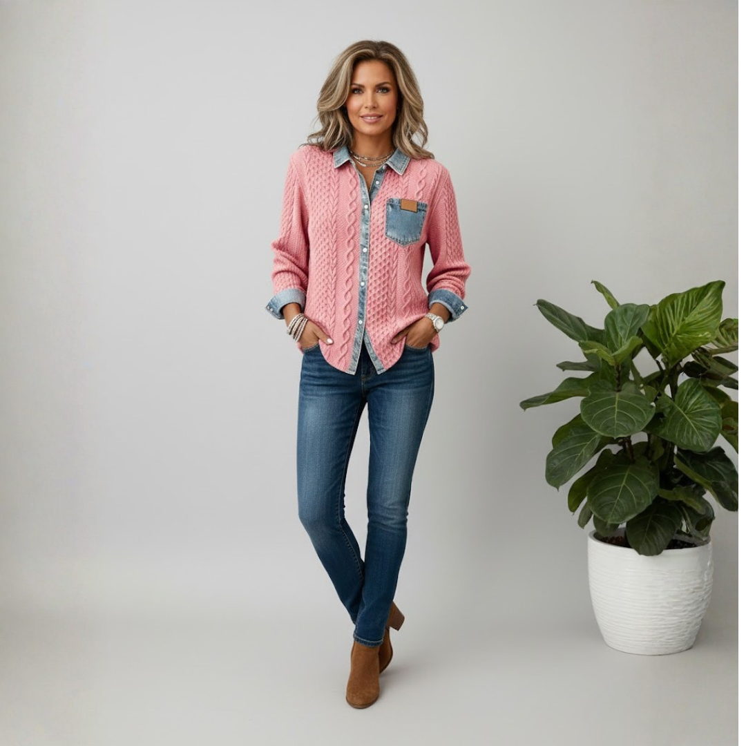 Simone™ | Denim Patchwork Shirt