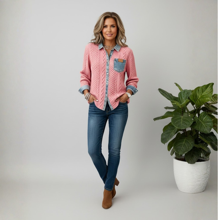 Simone™ | Denim Patchwork Shirt