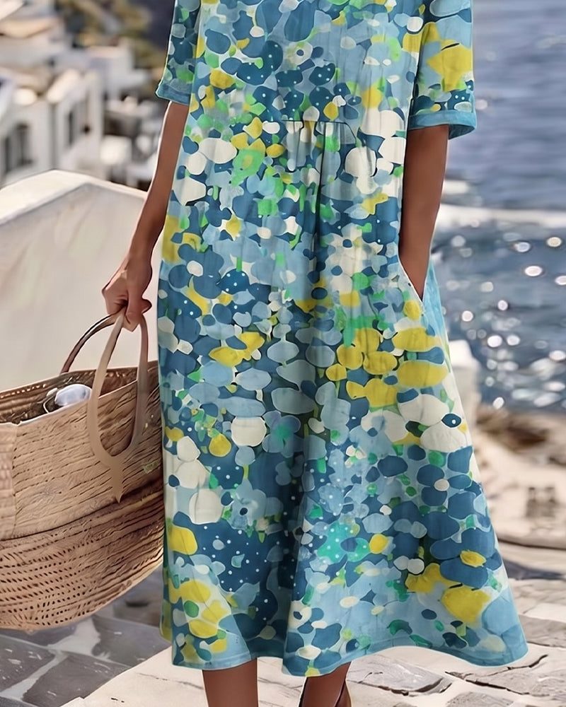Elena | Loose, lightweight floral midi dress