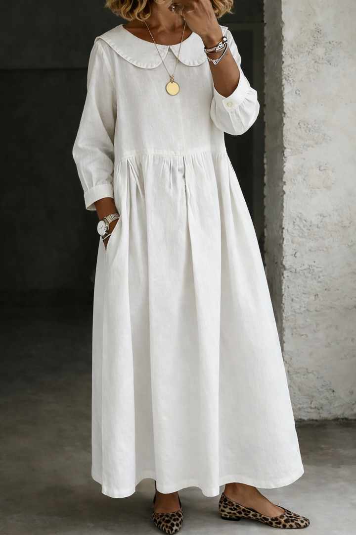 Clara | Peter Pan Collar Denim-Inspired Dress