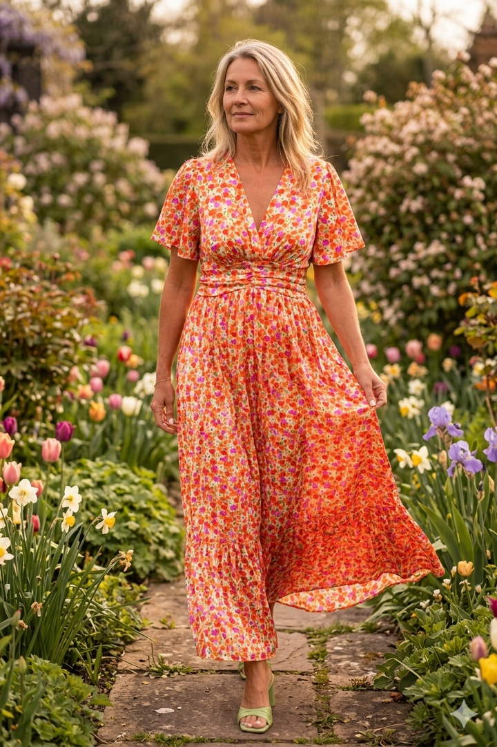 Faith | Elegant Long Dress With Flowers