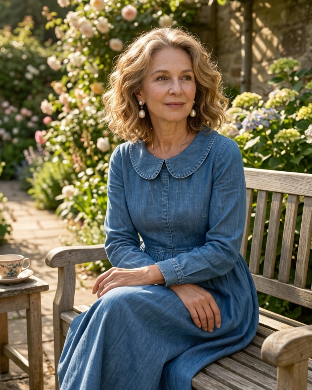 Clara | Peter Pan Collar Denim-Inspired Dress