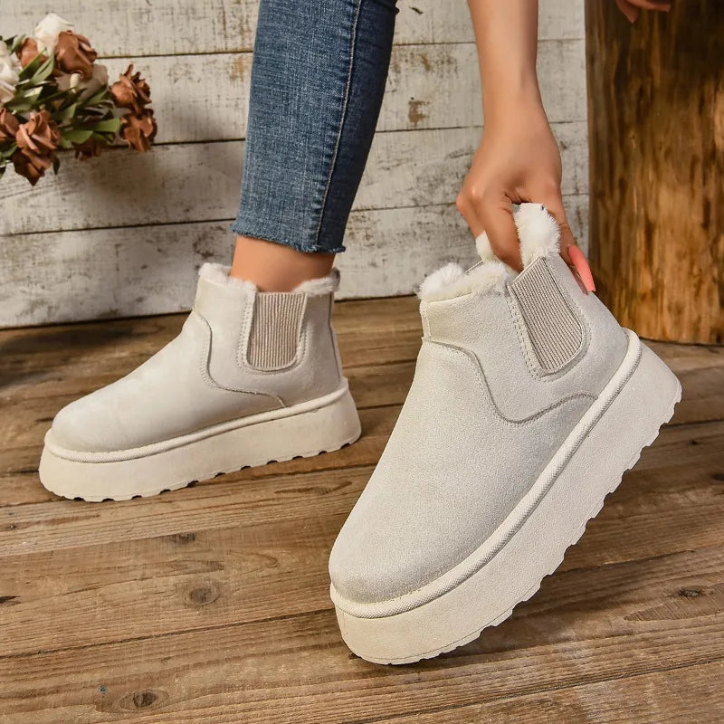 SnowLuxe™ | Women's Suede Fur Ankle Boots