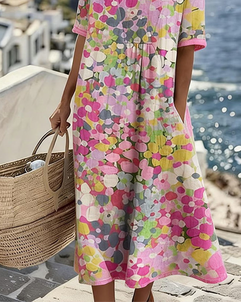 Elena | Loose, lightweight floral midi dress