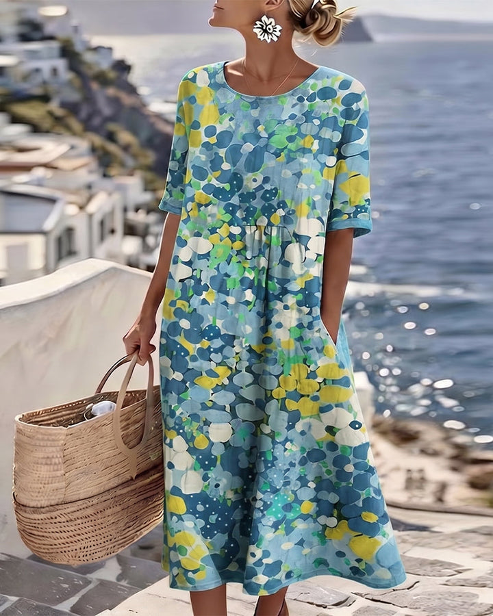 Elena | Loose, lightweight floral midi dress