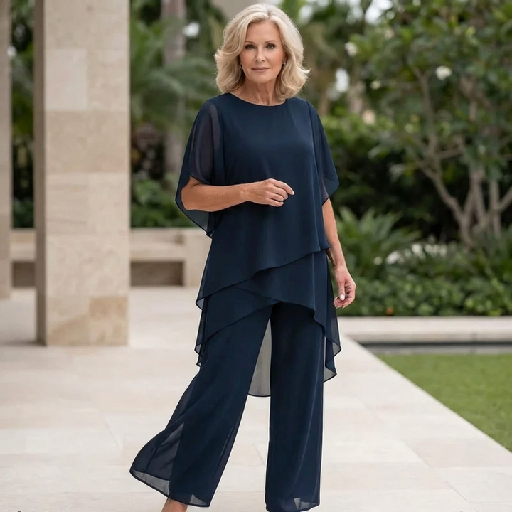 Delphina | Draped Top with Palazzo Pants