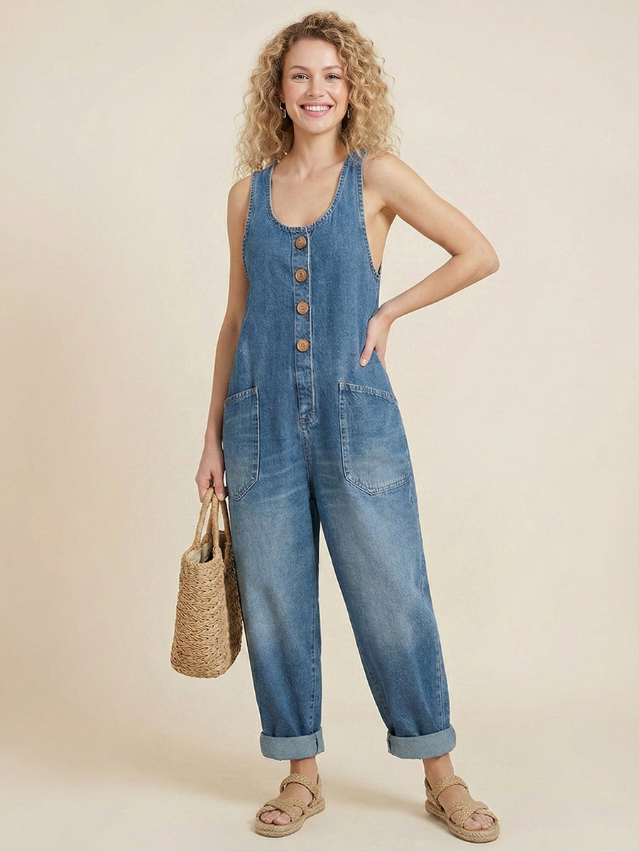Sarah | Stylish Denim Jumpsuit With Pockets
