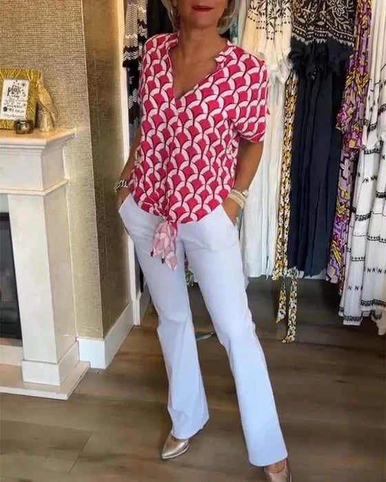Audrey | Casual Top with Print and V-Neck